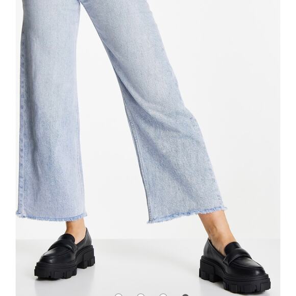 ASOS DESIGN Wide Fit Movable Padded Chunky Loafers in Black Size 11W - Picture 4 of 10